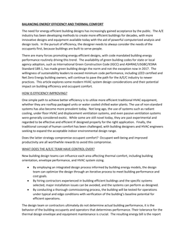 Energy Efficiency and Thermal Comfort