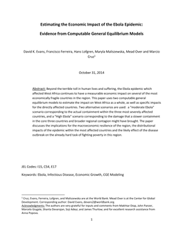 Estimating the Economic Impact of the Ebola Epidemic