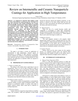 Review on Intermetallic and Ceramic Nanoparticle Coatings for Application in High Temperatures