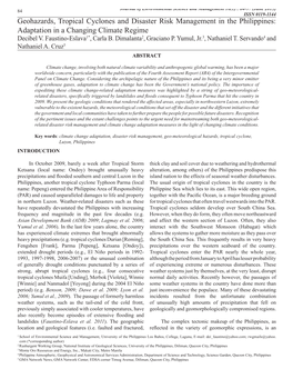 Geohazards, Tropical Cyclones and Disaster Ris Management