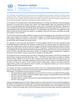 Situation Update Response to COVID-19 in Indonesia As of 12 October 2020