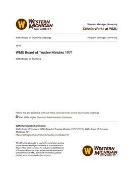 WMU Board of Trustee Minutes 1971