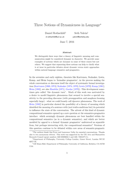 Three Notions of Dynamicness in Language∗