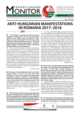 Anti-Hungarian Manifestations in Romania