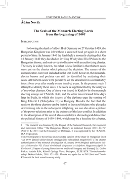 The Seals of the Monarch Electing Lords from the Beginning of 14401