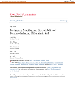 Persistence, Mobility, and Bioavailability of Pendimethalin and Trifluralin in Soil J