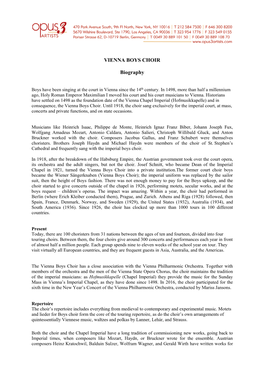 VIENNA BOYS CHOIR Biography