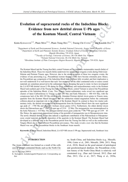 Evidence from New Detrital Zircon U–Pb Ages of the Kontum Massif, Central Vietnam