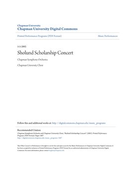 Sholund Scholarship Concert Chapman Symphony Orchestra