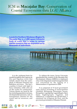 ICM in Macajalar Bay: Conservation of Coastal Ecosystems Thru LGU Alliance