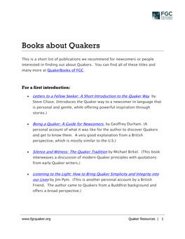 Books About Quakers