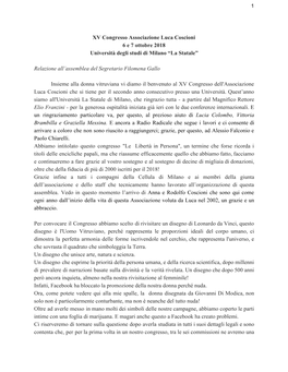 XV Congresso Associazione Luca Coscioni 6 E 7 Ottobre 2018 Università Degli Studi Di Milano “La Statale”