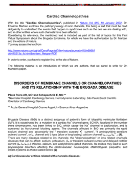 Cardiac Channelopathies