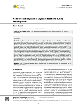 Cell Surface Sialylated N-Glycan Alterations During Development