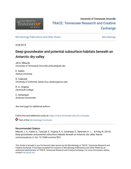 Deep Groundwater and Potential Subsurface Habitats Beneath an Antarctic Dry Valley