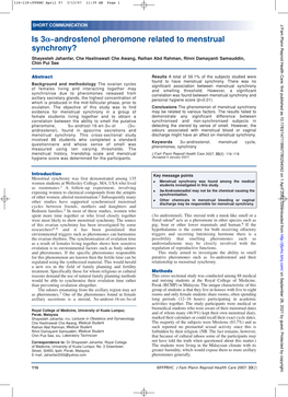 Is 3Î±Âœandrostenol Pheromone Related to Menstrual Synchrony?