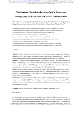 Multi-Center Clinical Study Using Optical Coherence Tomography For