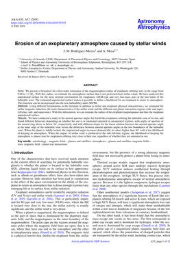 Erosion of an Exoplanetary Atmosphere Caused by Stellar Winds J