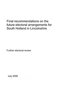 Final Recommendations on the Future Electoral Arrangements for South Holland in Lincolnshire