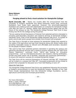 Forging Ahead to Find a Local Solution for Kemptville College