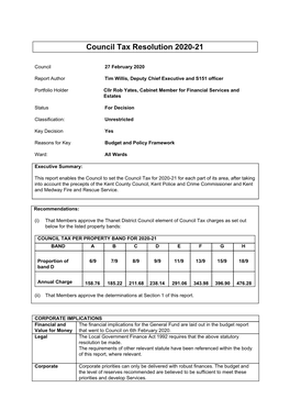 Council Tax Resolution 2020-21