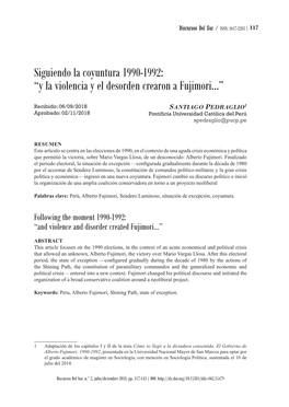 Siguiendo La Coyuntura 1990-1992: “Y La Violencia Y El Desorden Crearon a Fujimori…”