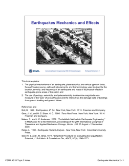 Earthquakes Mechanics and Effects