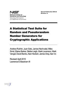 A Statistical Test Suite for Random and Pseudorandom Number Generators for Cryptographic Applications