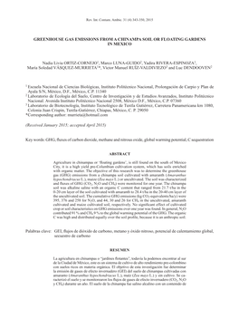 Greenhouse Gas Emissions from a Chinampa Soil Or Floating Gardens in Mexico