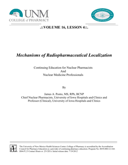 Mechanisms of Radiopharmaceutical Localization