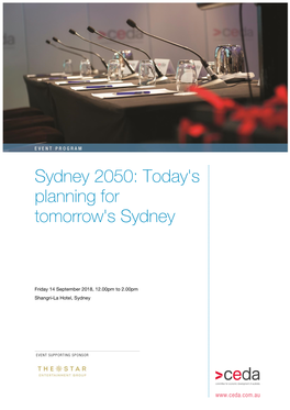 Sydney 2050: Today's Planning for Tomorrow's Sydney