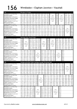 156 Wimbledon – Clapham Junction – Vauxhall