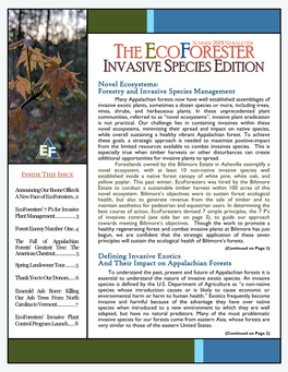 Summer 2018 Newsletter the Ecoforester Invasive Species Edition