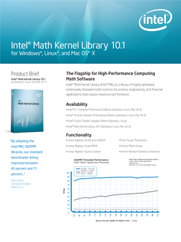 Intel® Math Kernel Library 10.1 for Windows*, Linux*, and Mac OS* X