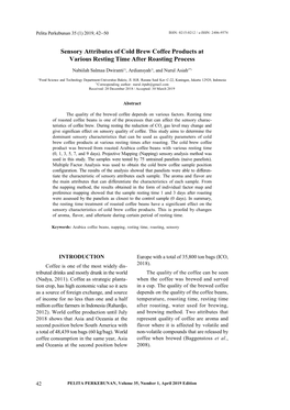 Sensory Attributes of Cold Brew Coffee Products at Various Resting Time After Roasting Process