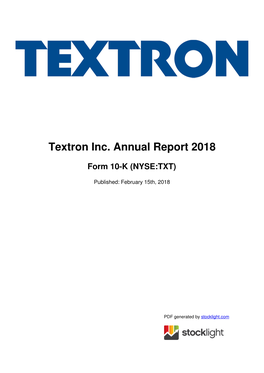 Textron Inc. Annual Report 2018