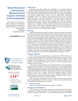 Small Ruminant Lentiviruses: Maedi-Visna & Caprine Arthritis and Encephalitis