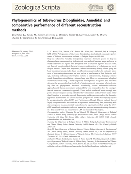 Phylogenomics of Tubeworms (Siboglinidae, Annelida) and Comparative Performance of Different Reconstruction Methods