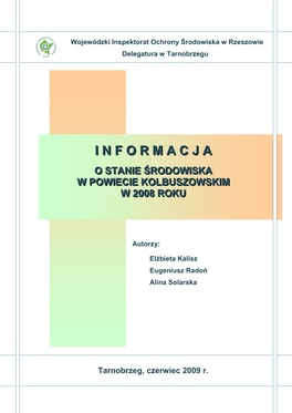 Informacja O Stanie Środowiska W Powiecie Kolbuszowskim W 2008 Roku