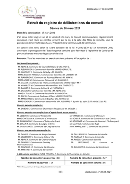 Extrait Du Registre De Délibérations Du Conseil