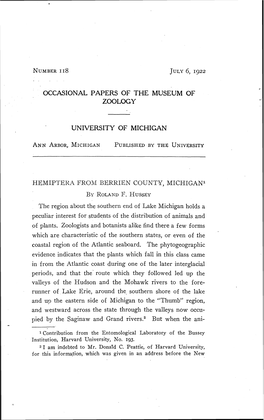 Occasional Papers of the Museum of Zoology