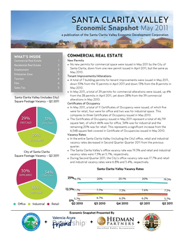 Economic Snapshot May 2011 a Publication of the Santa Clarita Valley Economic Development Corporation
