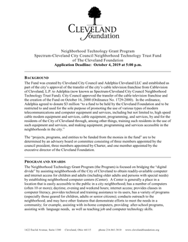 Neighborhood Technology Grant Program Spectrum-Cleveland City Council Neighborhood Technology Trust Fund of the Cleveland Founda