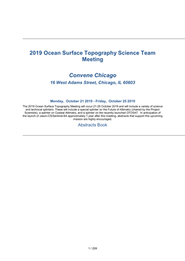 2019 Ocean Surface Topography Science Team Meeting Convene