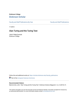 Alan Turing and the Turing Test