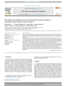 Tele-Mentored Damage-Control and Emergency Trauma Surgery: a Feasibility Study Using Live-Tissue Models