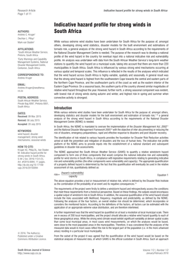 Indicative Hazard Profile for Strong Winds in South Africa Page 1 of 11