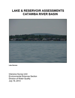 Lake & Reservoir Assessments Catawba River Basin