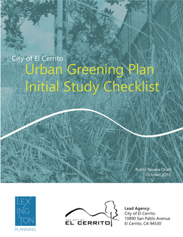Urban Greening Plan Initial Study Checklist