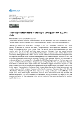 The Delayed Aftershocks of the Illapel Earthquake Mw 8.3, 2015, Chile